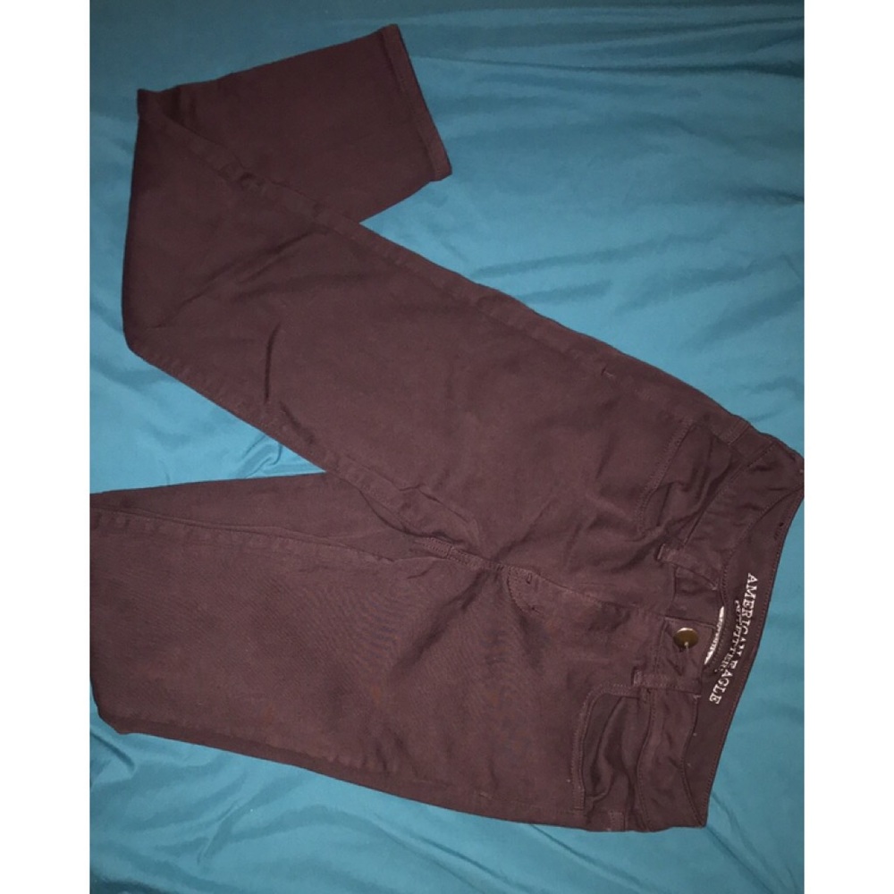 Burgundy American Eagle Crop Jeans